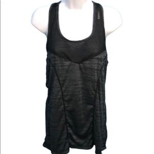 REEBOK RACERBACK WORKOUT TOP • BLACK/GRAY MARLED WITH BLACK TOP/STRAPS • sz L